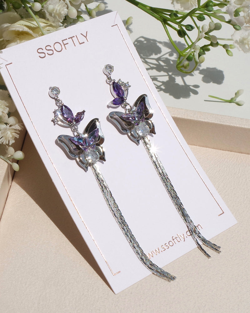 Winged Wonder Earrings In Violet